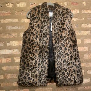 Leopard Print Faux Fur Vest